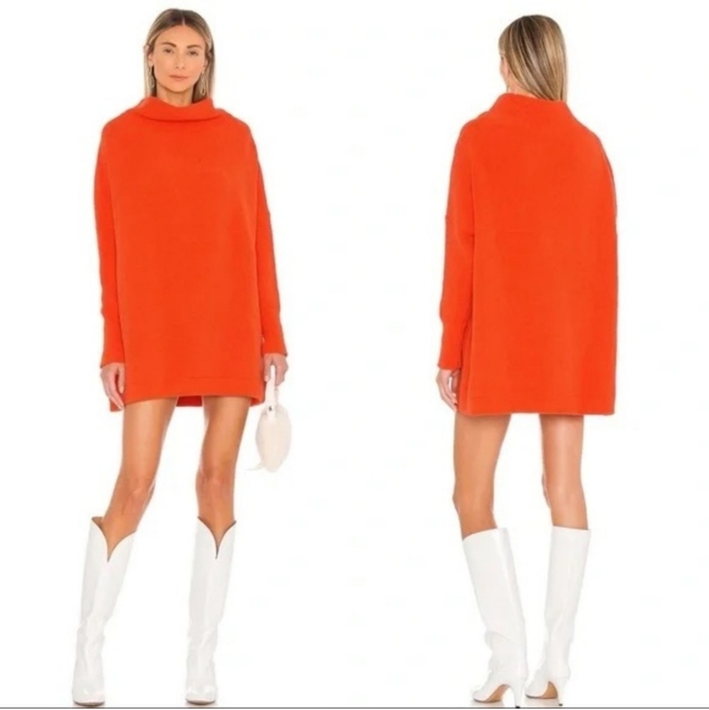 Free People * Ottoman Slouchy Pullover Tunic Sweater size XS Orange - Picture 10 of 12